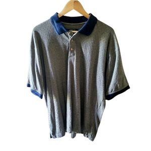 BOCO Classics Men's Gray Polo Shirt Navy and Gray Patterned Size XL
